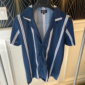 Men’s BooHoo retro button down with revere collar